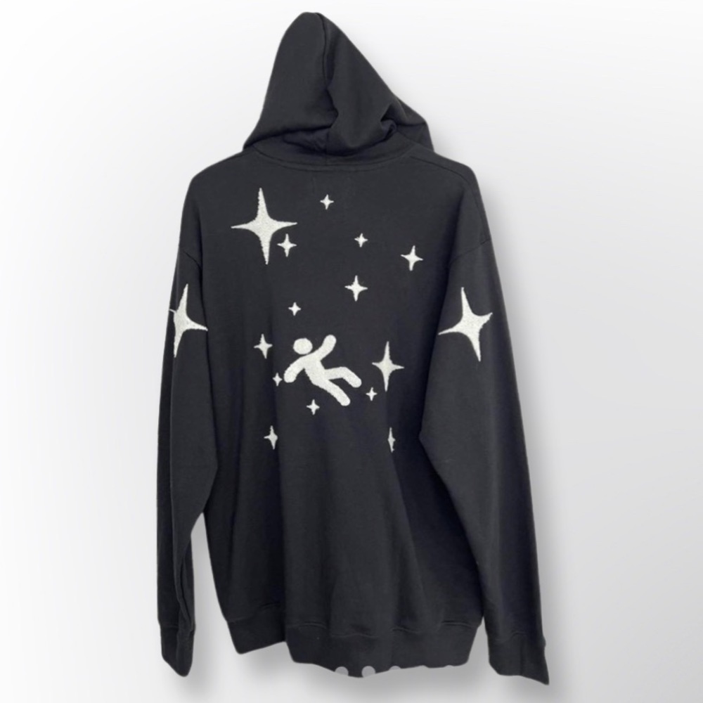 Vendetta Studios Women's Embroidered Black Patchwork Stars  NWOT Size Medium